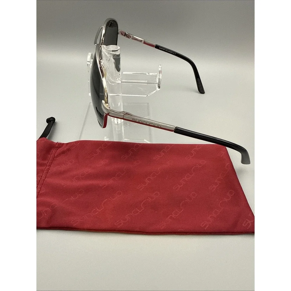 Suncloud Aviator Genuine Silver/Black Frame -Green Polarized Lens Vtg w/bag READ